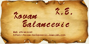Kovan Balančević vizit kartica